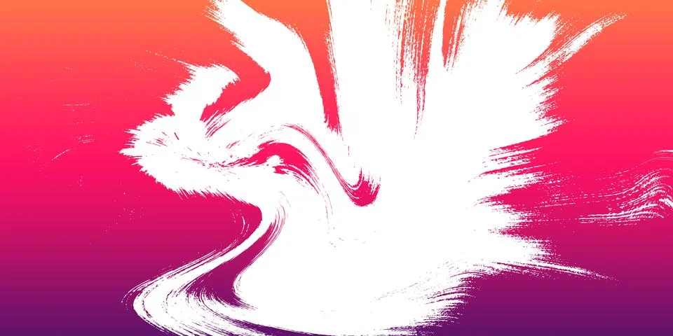 Abstract brush stroke gradient vector background with pink purple swirls. Stock Illustration