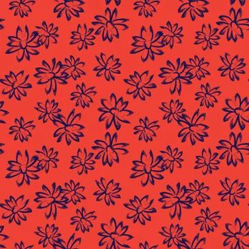 Abstract Brush Strokes Floral Seamless Pattern Illustrazione stock