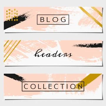 Abstract Brush Strokes Website Headers Collection Stock Illustration
