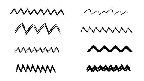 Abstract brush waves dry brush drawn, set of zigzags drawn with ink Illustrazione stock