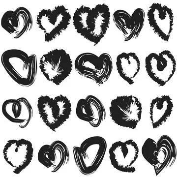 Abstract Brushstroke Heart seamless pattern design Stock Illustration