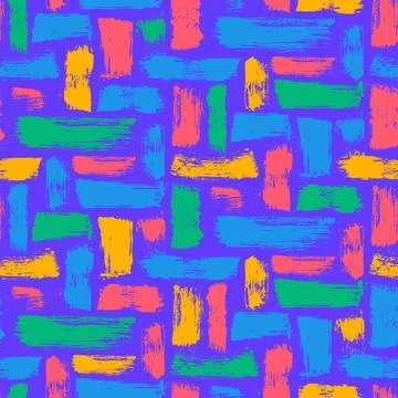 Abstract Brushstroke Pattern Colorful Paint Texture Grunge Seamless Background Stock Illustration