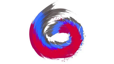 Abstract Brushstroke Swirl Circle In Red, Blue And Gray For Modern Design A.. Stock Illustration
