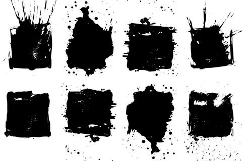 Abstract Brushstroke Vector Shape Set: Grunge Square Elements for Vintage Illustrazione stock