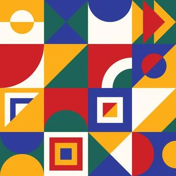 Abstract brutalism geometric seamless pattern. Simple bold blocks for print, web Stock Illustration