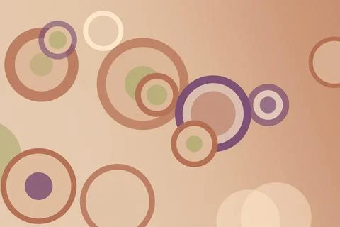 Abstract bubble and circle rings float over a warm beige background, creati.. Stock Illustration