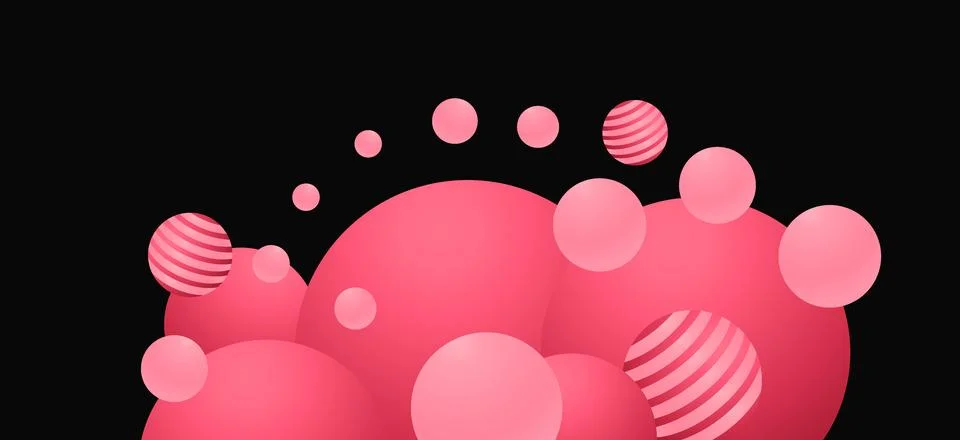 Abstract bubble ball banner background with pink and black contrast. Retro .. Stock Illustration