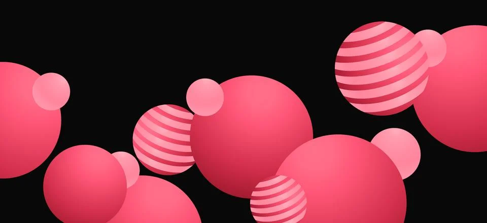 Abstract bubble ball banner background with pink and black contrast. Retro .. Stock Illustration