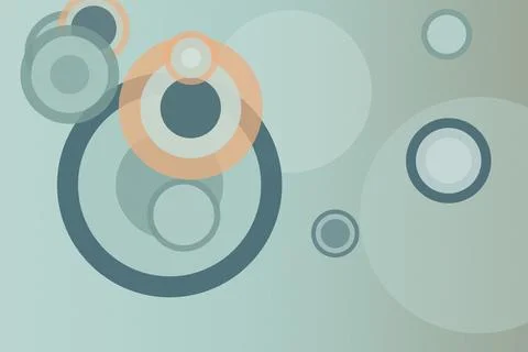 Abstract bubble circles in teal, blue-gray, and peach create a calm modern .. Stock Illustration