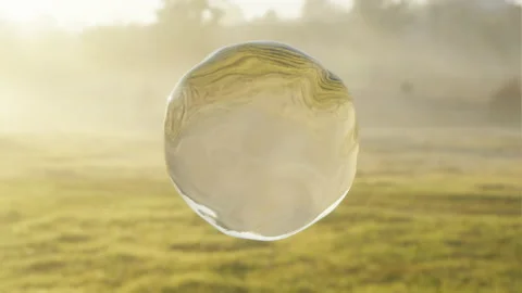 Abstract bubble of rippled clean water floating in the air Video stock 148091437