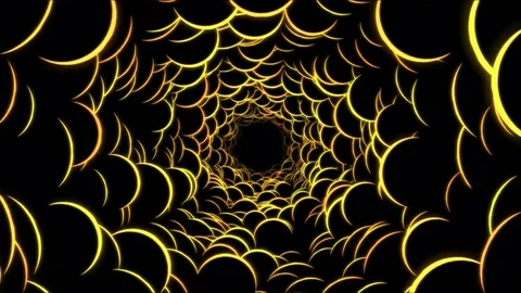 Abstract Bubble Shapes Tunnel Animation - Loop Yellow Video stock 84832404