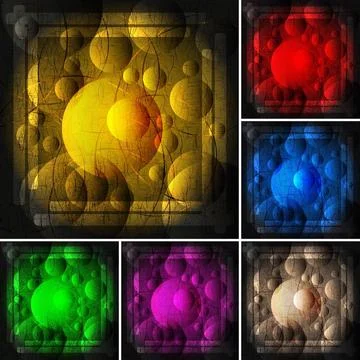 Abstract bubbles and lines on bright background (set of six colours) Abstr... Foto stock