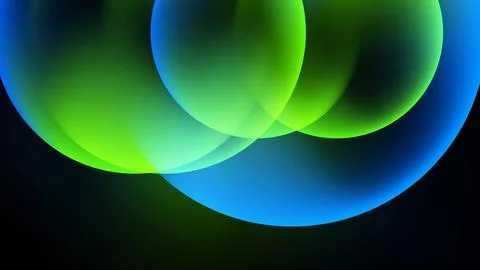 Abstract bubbles blend vibrant green, blue hues. Soft gradients create lumi.. Stock Illustration