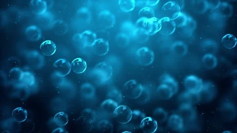 Abstract Bubbles Floating In Blurred Blue Background Stock Footage 142627598