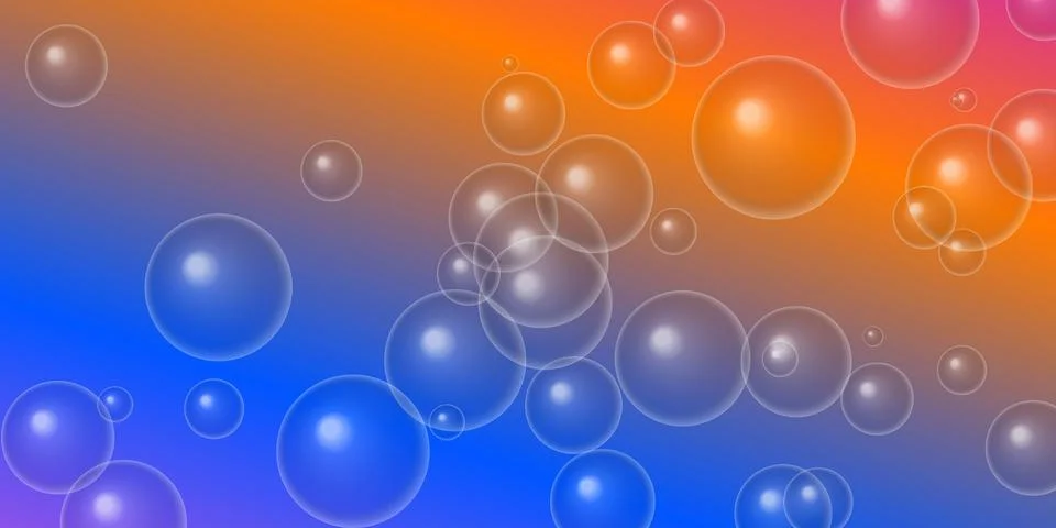 Abstract bubbles floating on a colorful gradient background Stock Illustration
