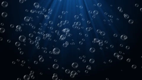 Abstract Bubbles Floating with Light Ray Animated on Dark Blue Background Stock Footage 336704565