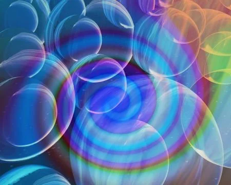 Abstract bubbles with rainbow spiral Stock Illustration