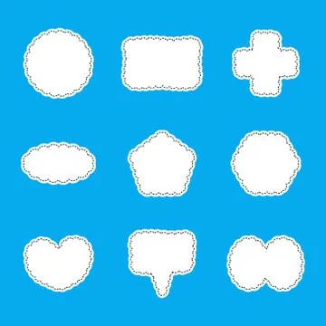 Abstract bubbles speech set isolated on blue background, vector illustration Stock Illustration