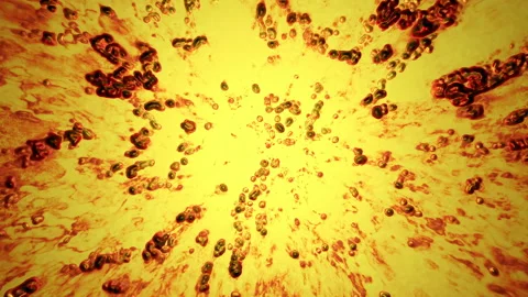 Abstract bubbles yellow paint seethes and moves. Stock Footage 134081223