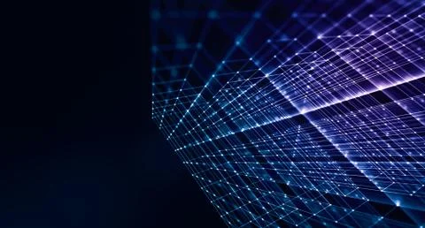 Abstract building background with Connection of dots, lines and light. Tech a Illustrazione stock