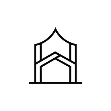 Abstract building icon with bold lines for structural design. 库存插图