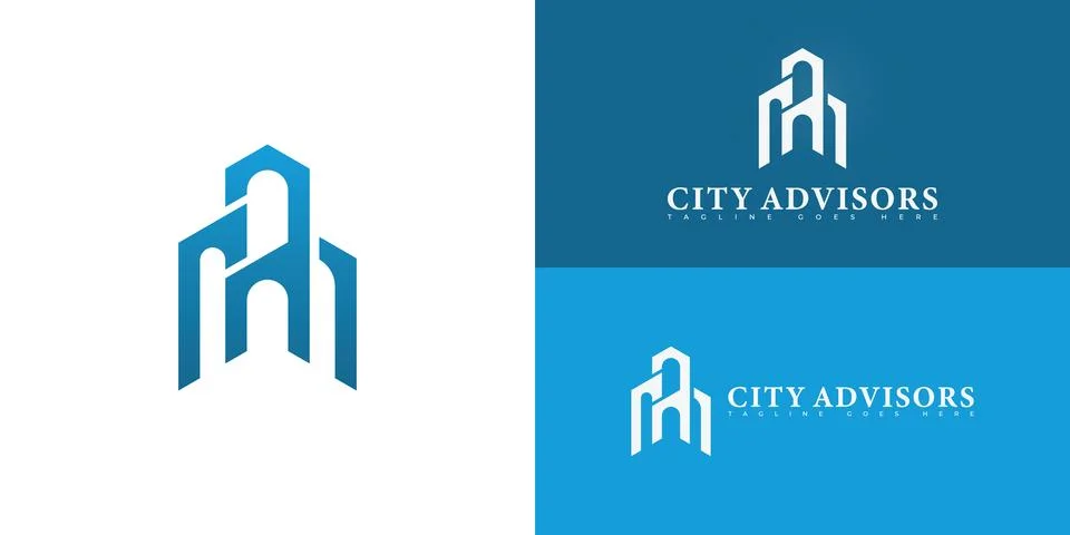 Abstract building initial letter CA or AC in blue color Stock Illustration