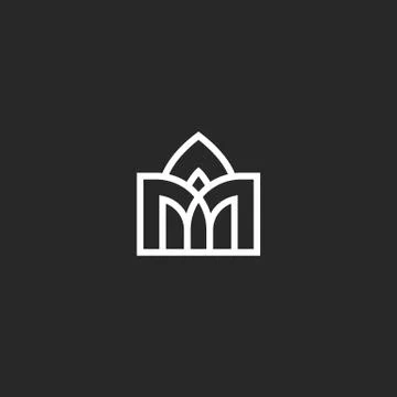 Abstract building logo, vaulted arched design in medieval style architecture  Stock Illustration