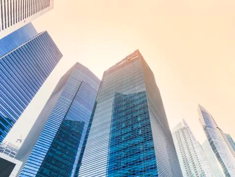 Abstract building perspective with sun light filter Stock Photos