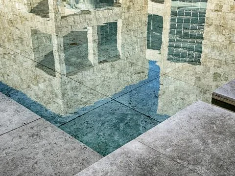 Abstract Building Reflection In A Pool Stock Photos