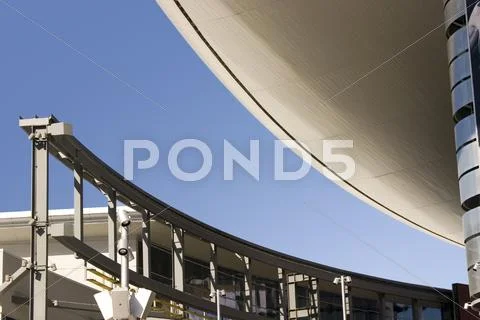 Abstract building roof in las vegas strip with monorail Stock Photos