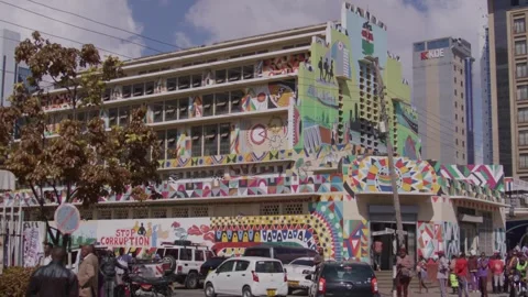 Abstract Building  (Stop Corruption Sign) in Nairobi City Video stock 243683473