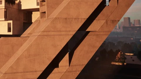 Abstract building structure captures urban design in daylight Stock Footage 345056437