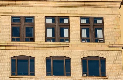 Abstract building wall with windows Stock Photos