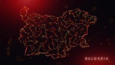 Abstract Bulgaria Map Digital Network Background With Red And Orange Plexus.. Stock Illustration