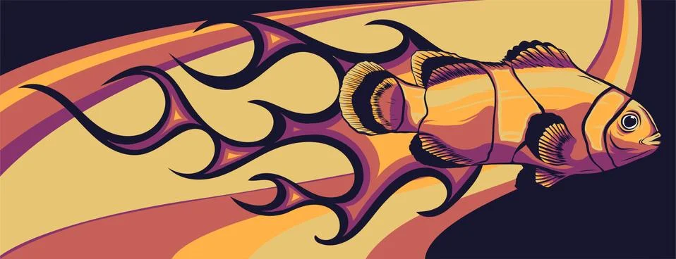 Abstract Burning anemone fish, Illustration vector design art Stock Illustration