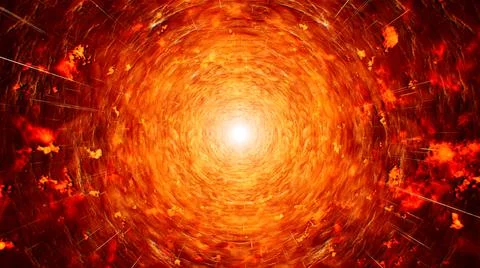 Abstract Burning Cave Tunnel Background Stock Illustration