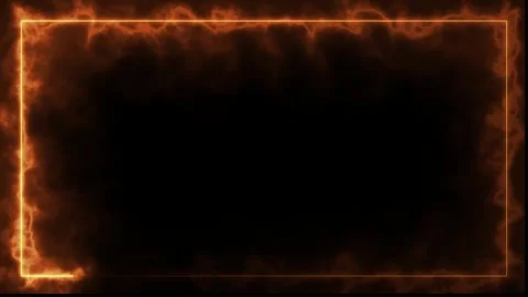 Abstract burning fire border animation with orange glowing smoke and sparks. 動画素材 334908641