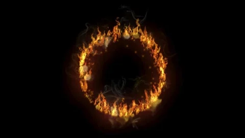 Abstract burning fire ring isolated on black background Stock Footage 336120699