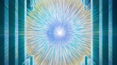Abstract burst of light with blue vertical beams Stock Footage 331453042