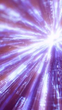 Abstract burst of purple glowing rays in motion resembling energy explosion Stock Illustration
