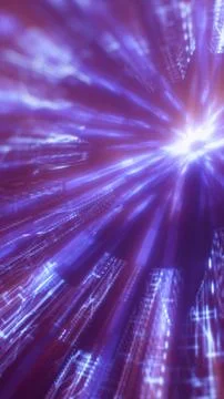 Abstract burst of purple glowing rays in motion resembling energy explosion Stock Illustration