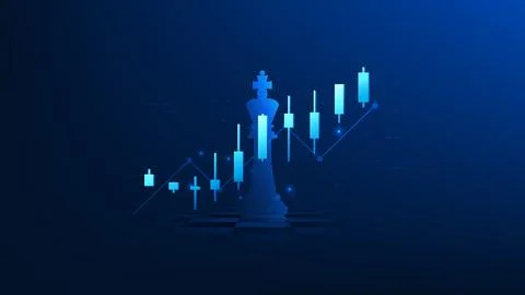 Abstract business background featuring a king chess piece in front of a ris.. 스톡 일러스트