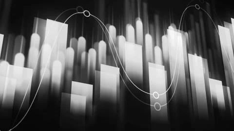Abstract business chart with glowing bars and a flowing line animation, Fin.. Stock Footage 337871505