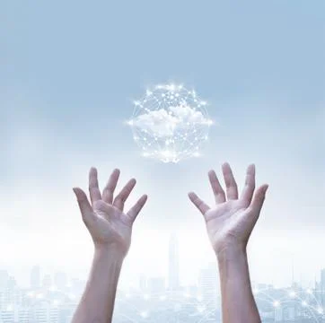 Abstract of business cloud computing circle global network connection 库存照片