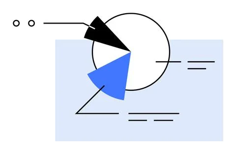Abstract Business Data Presentation with Pie Chart and Geometric Shapes Illustrazione stock