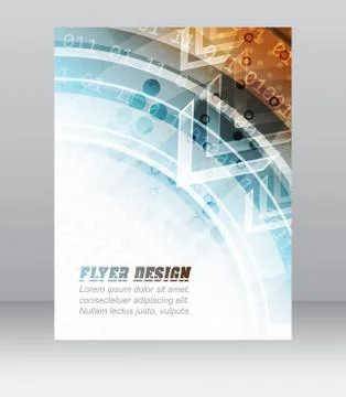 Abstract business flyer template with technological pattern, corporate banner Stock Illustration