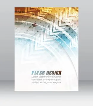 Abstract business flyer template with technological pattern, corporate banner Stock Illustration