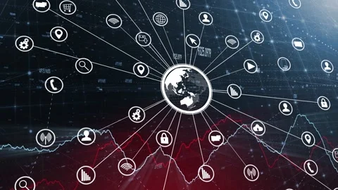 Abstract business graphs with digital network symbols animation Stock-Footage 334080864