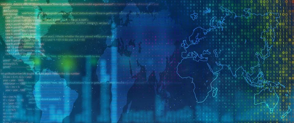 Abstract Business Information Technology background concept. Panoramic Hori.. 库存插图