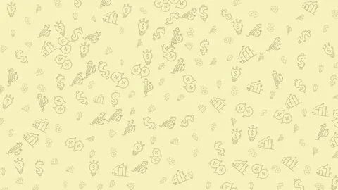 Abstract business pattern with lightbulb dollar graph pencil and speech bub.. Stock Footage 342477144